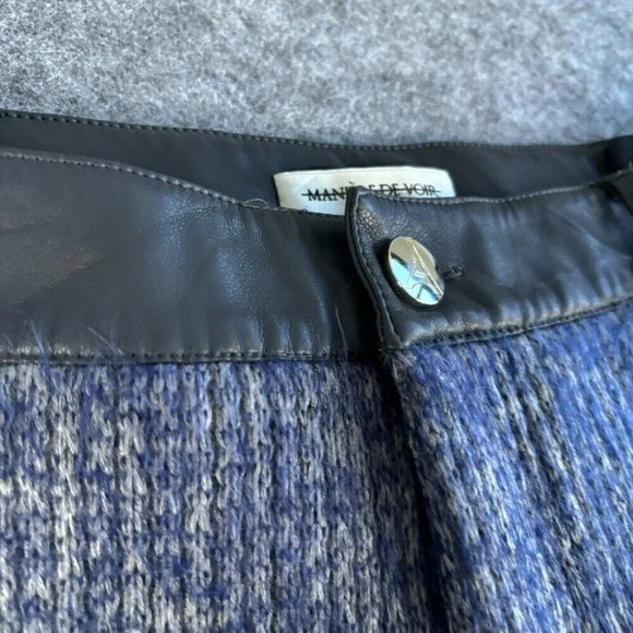 Manier De Voir Womens Knit Straight Leg Pants US 10 Blue Ribbed Tapered 760 - Picture 3 of 16